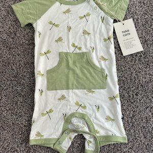Kyte BABY Green and White Dragonfly Bodysuit